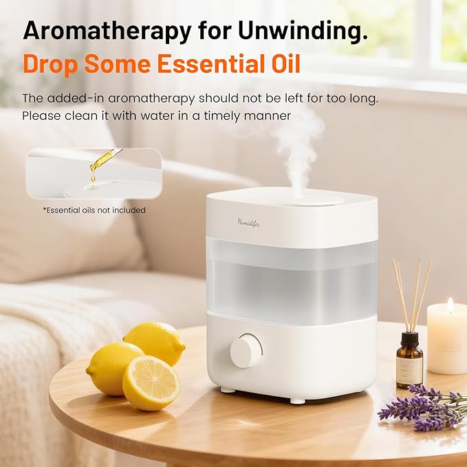Humidifiers for Bedroom, 2L Tank for 15H, 20dB Quiet Mist Time, Dual Nozzles - Image 6