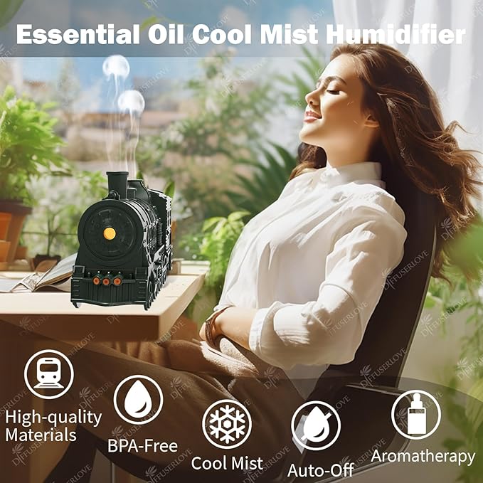 Diffuserlove Essential Oil Diffuser 300ML Train Cool Mist Humidifier Quiet - Image 3