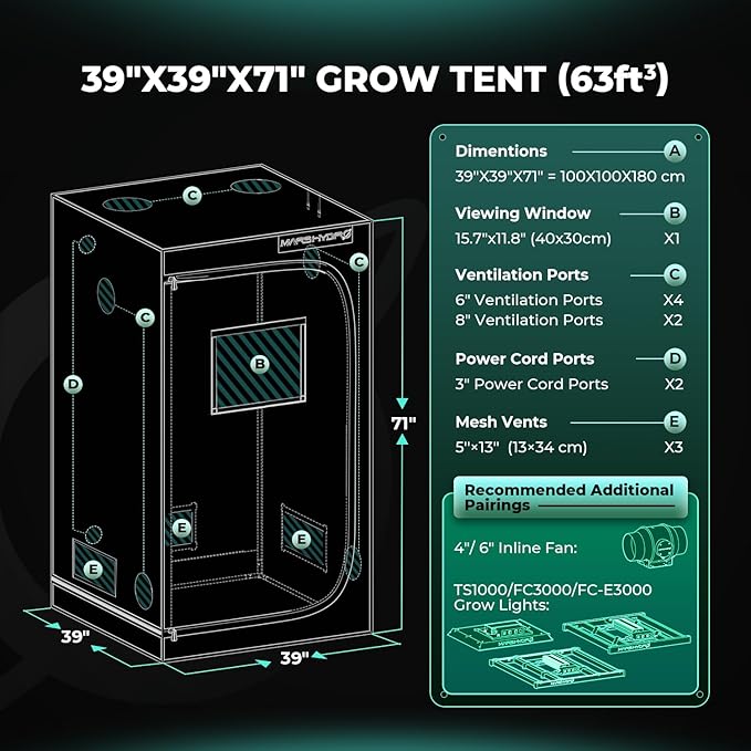 MARS HYDRO 3.3x3.3 Advanced Grow Tent, - Image 9