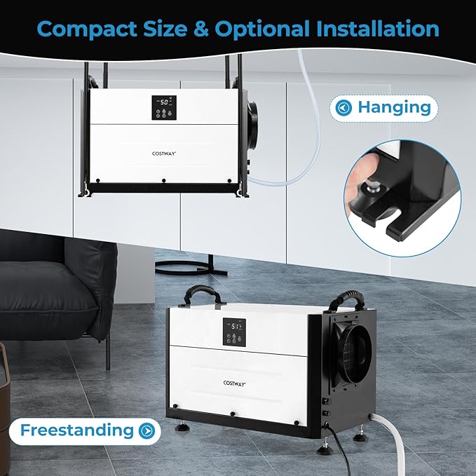 COSTWAY 192 PPD Commercial Dehumidifier, 2600 Sq.Ft Crawl Space Dehumidifier - Image 3