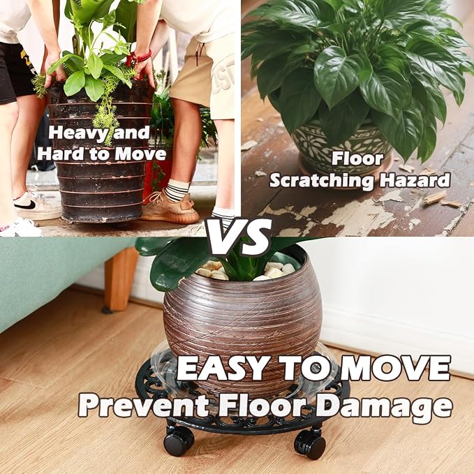 3 Packs 14 Inch Rolling Plant Stand - Image 2