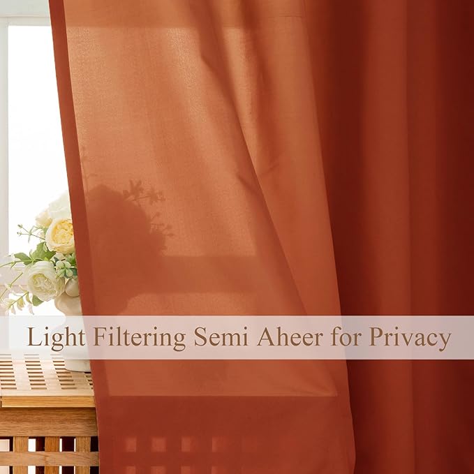 L.Z.E Burnt Orange Light Filtering Curtains - Image 3