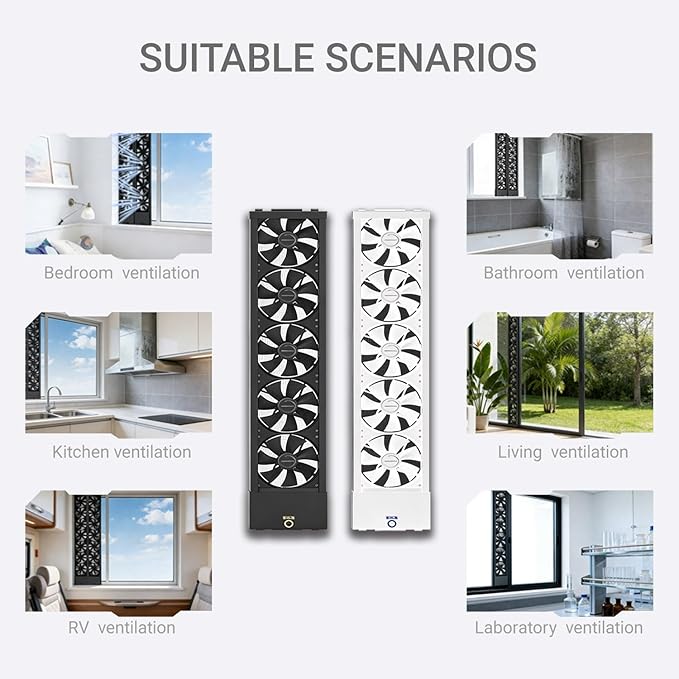 Vertical Window Exhaust Fan for Sliding Windows 5CM Retractable, Adjustable - Image 7