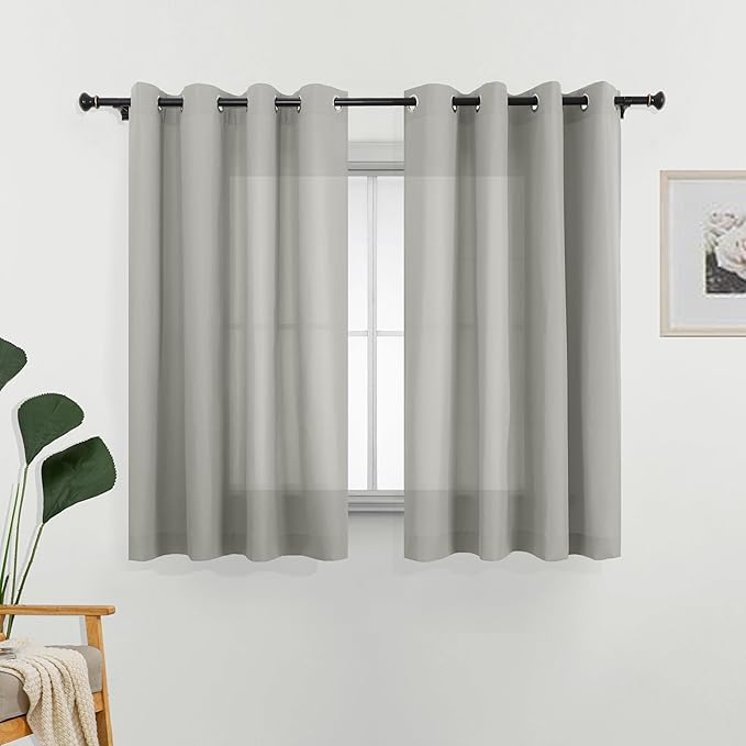 L.Z.E Non-See-Through Privacy Curtains 63 Inch Length 2 Panels Set by LZE