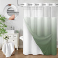 No Hook Shower Curtain and Liner Set, Ombre Green Hotel Waffle Shower Curtain by Unknown