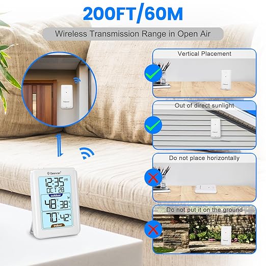 Geevon Digital Hygrometer Indoor Outdoor Thermometer Wireless - Image 7