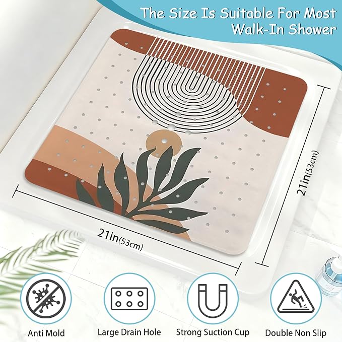 Leaves Square Anti Slip Shower Mats - Image 2