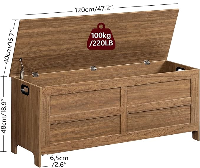 Storage Chest, 47.2” Large Toy Chest, Entryway Storage Trunk, Storage Bench - Image 3
