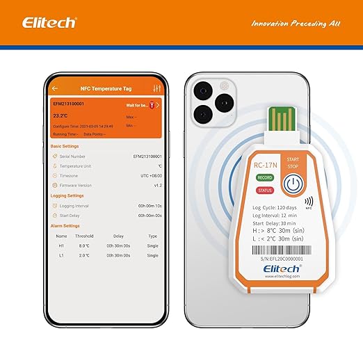 Elitech 50 Pack 120 Days NFC Temperature Data Logger Single-Use Cold Chain - Image 2