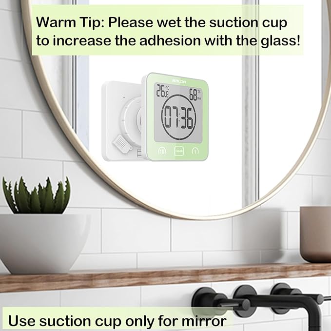Waterproof Bathroom Wall Clock and Timer, Digital Water Resistant Hanging Timer - Image 2