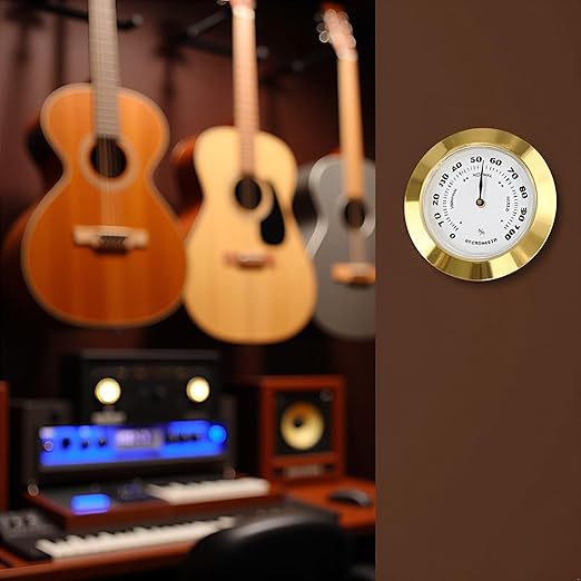 Gold Upgraded Hygrometer Humidity Meter Mini 38mm Round Glass Analog Hygrometer - Image 4