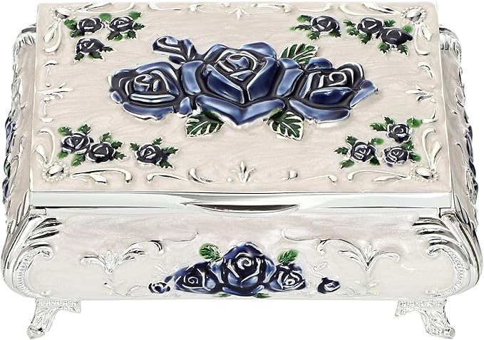 Hipiwe Vintage Metal Jewelry Box Small Treasure Chest Case Trinket Organizer by Hipiwe