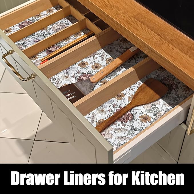 Floral Drawer Shelf Liners, 24IN x 10FT Non Adhesive and Strong Non-Slip - Image 3