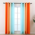 L.Z.E Blue Orange Ombre Privacy Sheer Curtains 72 Inch Length 2 Panels Set by LZE