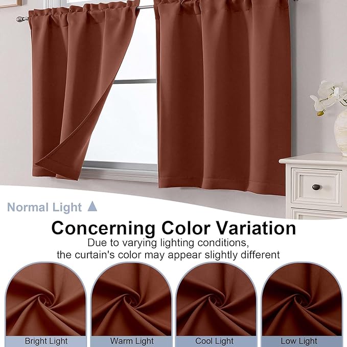 Chyhomenyc Terracotta Short Blackout Curtains 24 Inch Length, Small Kitchen - Image 8