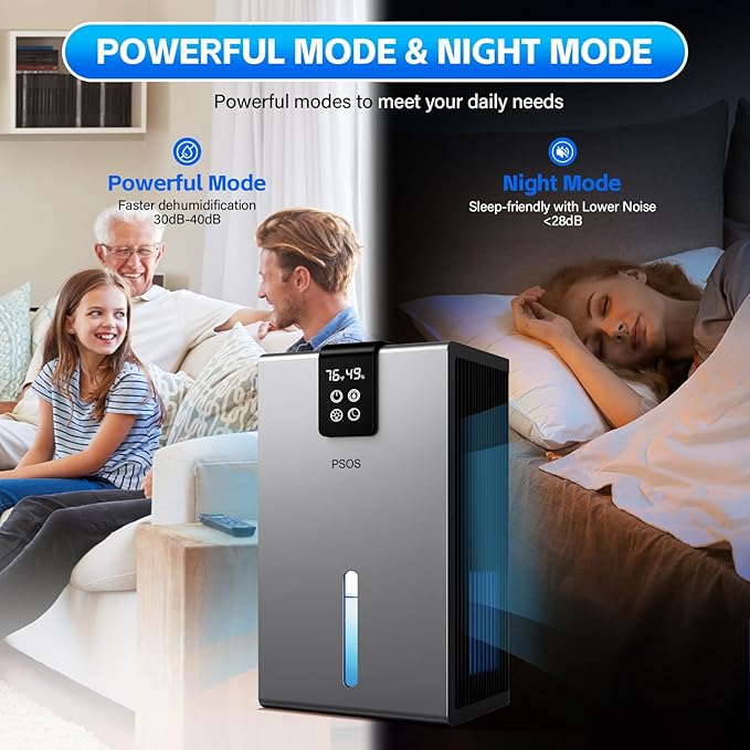 Dehumidifier, Dehumidifiers for Home, 98 OZ Water Tank, Quiet Dehumidifier for - Image 4