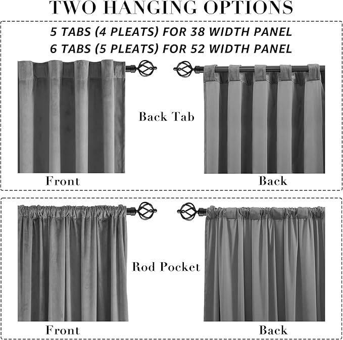 XTMYI Grey Velvet Privacy Room Divider Curtains - Image 7
