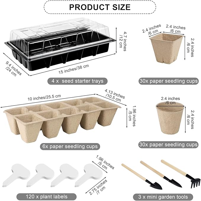 Aodaer 193 Pack Seed Starter Kit Including Seed Starter Tray Peat Pots - Image 2