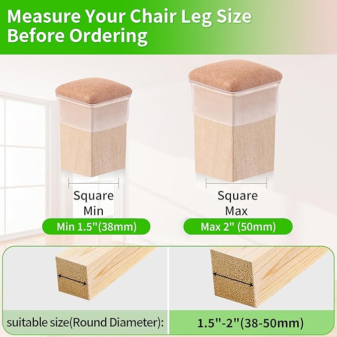 16PCS Extra Large Chair Leg Floor Protectors, Felt Furniture Pads - Image 4