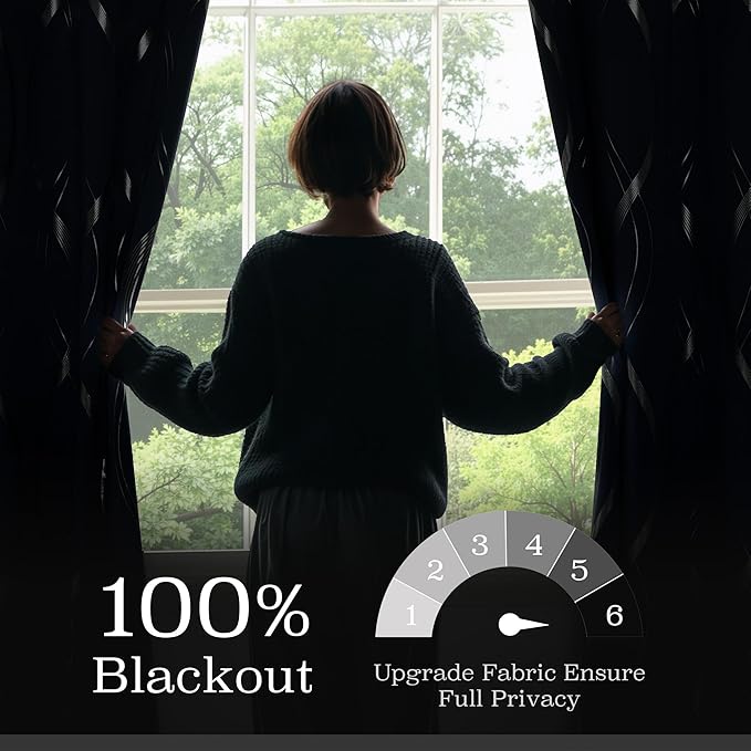 NICETOWN 100% Blackout Stone Blue Curtains - Image 2