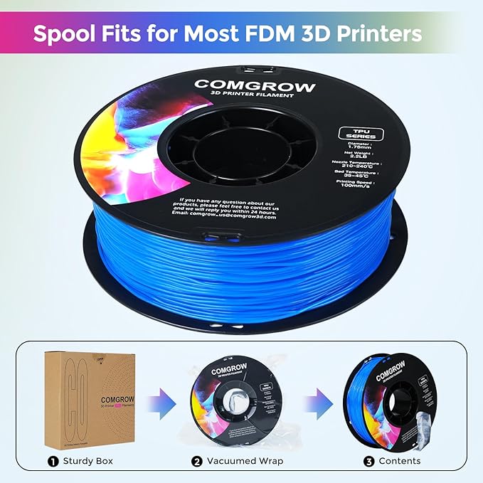 Comgrow TPU Filament 1.75, 3D Printing Filament, Flexible 3D Printer Filament - Image 5