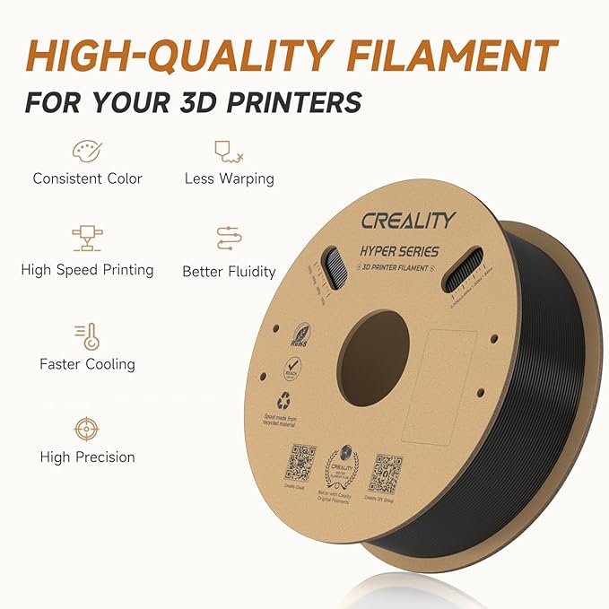 Official CREALITY Hyper PLA Filament 1.75mm Black & White 2KG, 30-600mm/s High - Image 8
