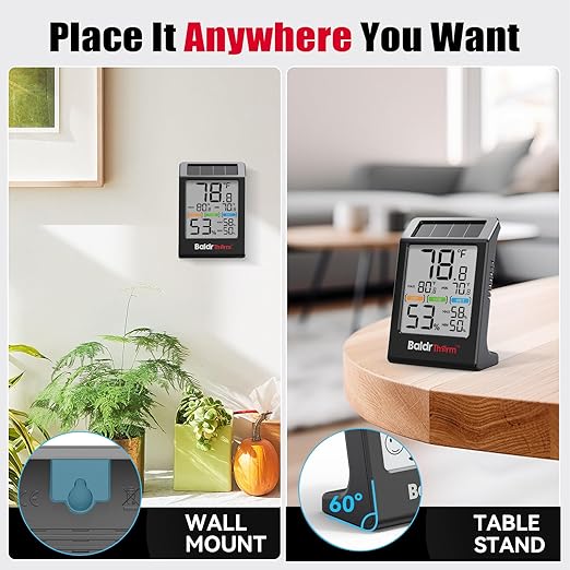 BaldrTherm Room Thermometer Indoor Humidity Meter Solar Powered - Image 8