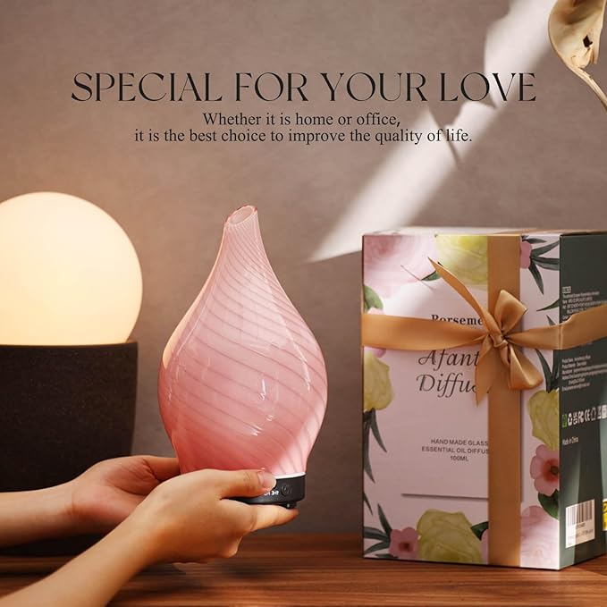 Porseme 150ml Essential Oil Diffuser Glass Color Changing Aroma Air Diffusers - Image 6
