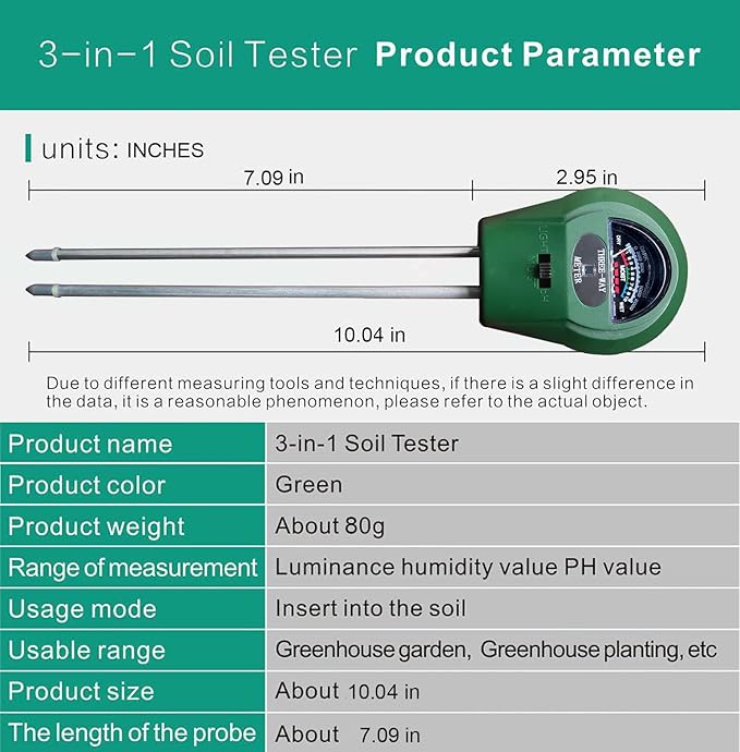 3-in-1 Soil Tester. Soil pH Meter + Moisture Meter +Light Tool - Image 7