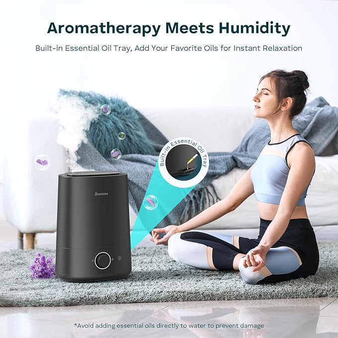 BREEZOME 5L Humidifiers for Bedroom, Ultrasonic Cool Mist Top Fill Humidifier & - Image 4