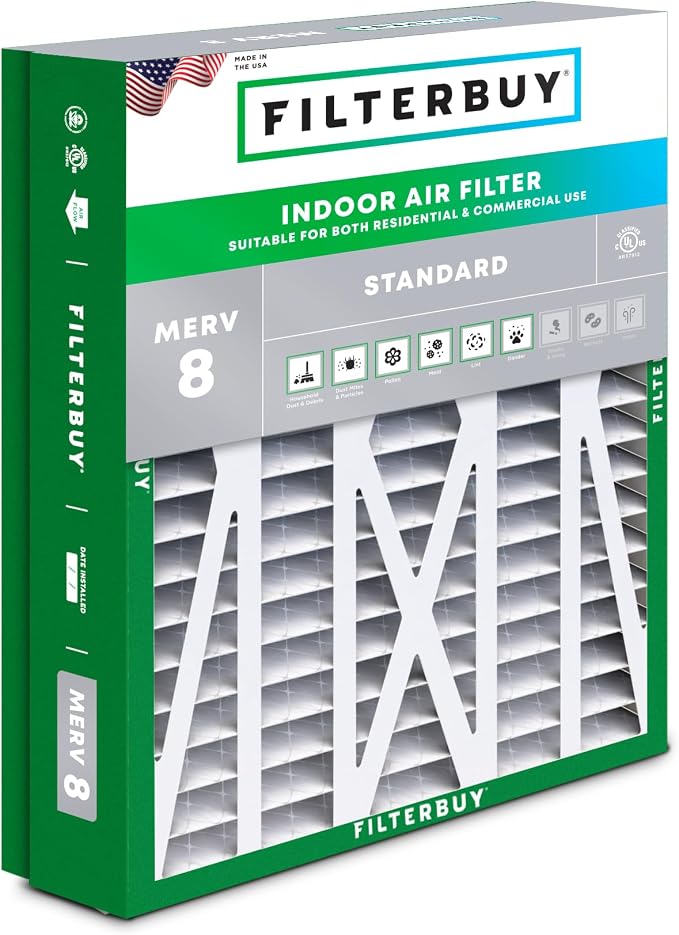 Filterbuy 21x21.5x5 Air Filter MERV 8 Essential Dust & Allergy Defense by Filterbuy