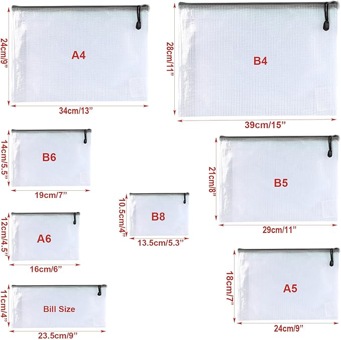 Oaimyy-B5, Mesh Zipper Pouch Document Folders Bag Plastic Zip File Folders - Image 2