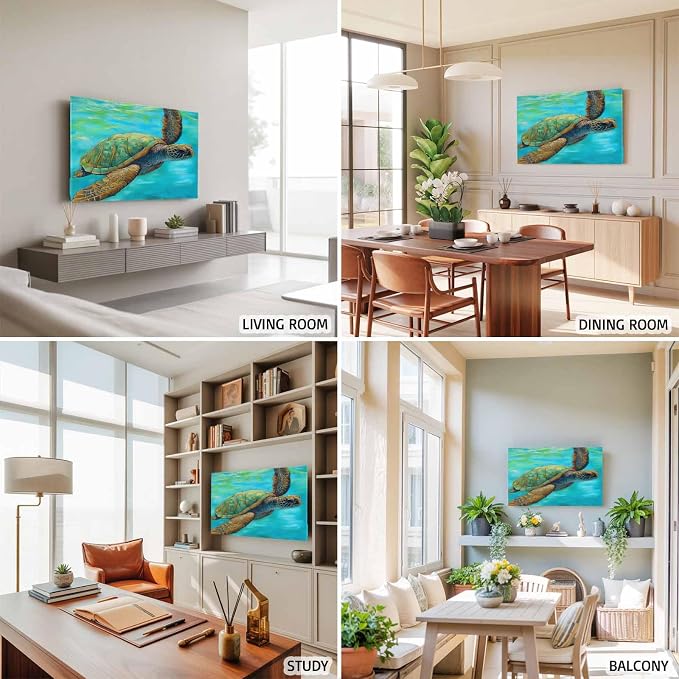 Sea Turtle Summer Ocean Teal Gradient Indoor TV Cover, Elastic TV Screen - Image 6