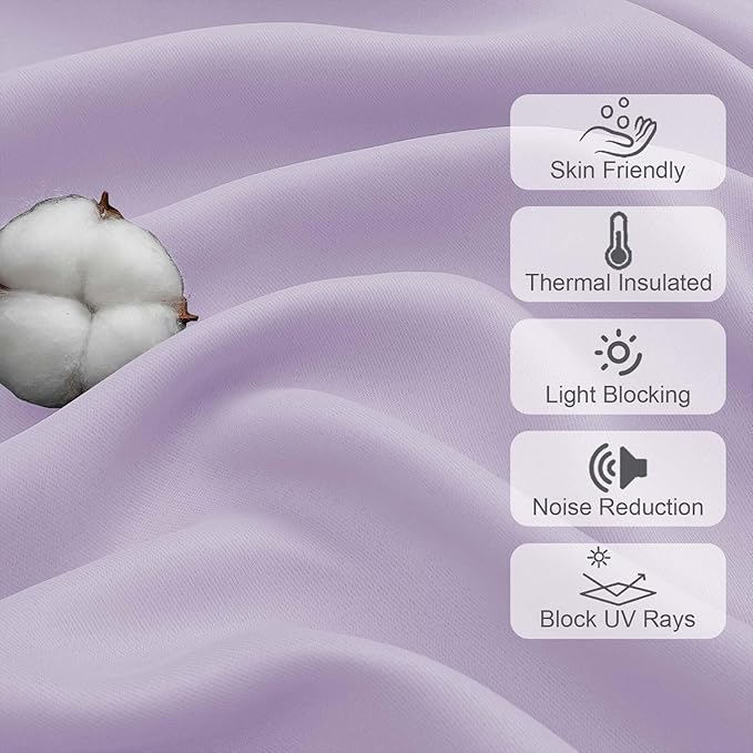 Chyhomenyc Short Curtains 30 Inch Length, Small Light Purple Curtain Rod Pocket - Image 3