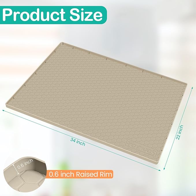 Waterproof Under Sink Mat 34" x 22", Silicone Cabinet Liner, Rubber Protector - Image 2