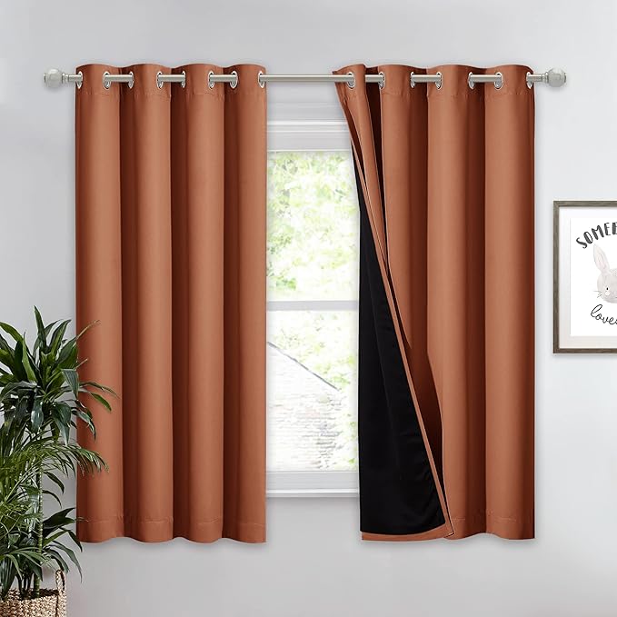 NICETOWN Burnt Orange 100% Blackout Lined Curtain, 2 Thick Layers Completely by NICETOWN