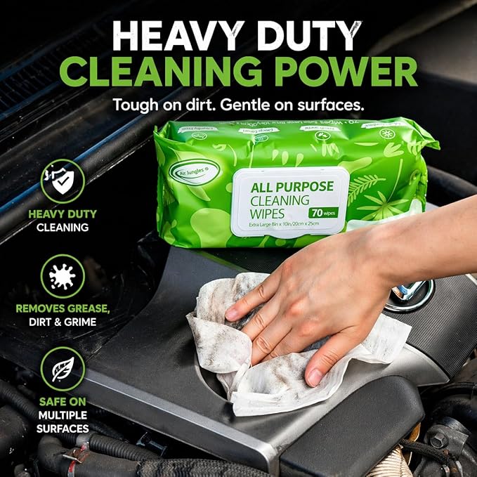 Air Jungles All Purpose Cleaning Wipes 70 Count, Extra Large 8" x 10" Heavy Duty - Image 4