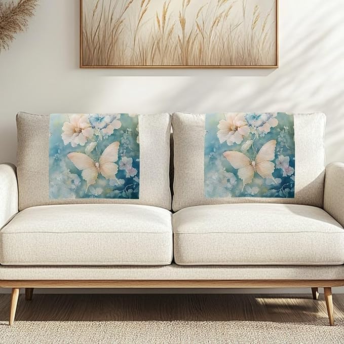 Butterfly Flower Headrest Cover Sofa Headrest Protective Covers Anti-Fade Couch - Image 3
