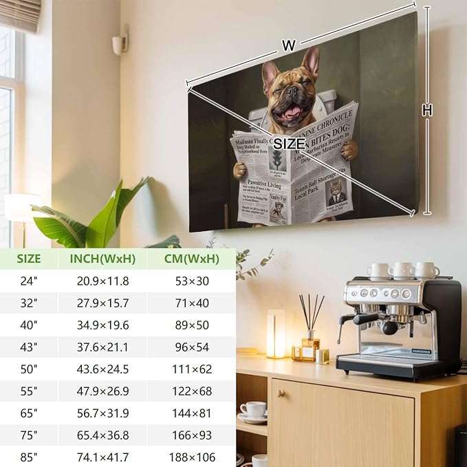 Funny Bulldog Reading Newspaper Indoor TV Cover, Elastic TV Screen Protector - Image 3