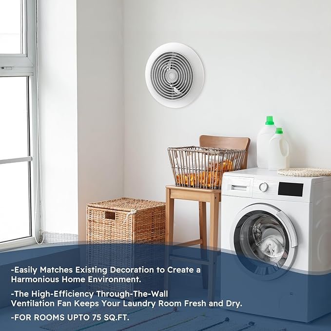 Quini 512M 6-inch Through Wall Exhaust Fan, 80 CFM 4.0 Sones, Bathroom Wall - Image 7