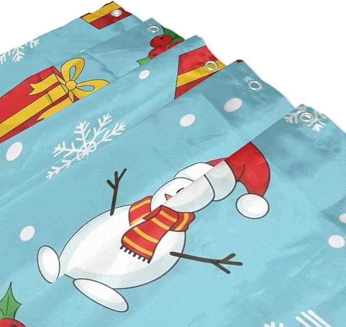 Snowflake Christmas Blue Shower Curtain Liner 72×72 inch - Image 3