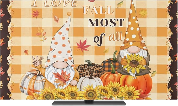 Pumpkin Harvest Sunflower Thanksgiving Gnome Indoor TV Cover, Elastic TV Screen by Unknown