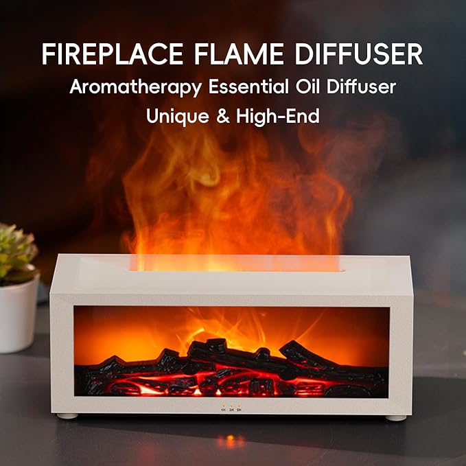 Essential Oil Diffuser, 7 Colors Fireplace Flame Fire Oil Diffuser, 150ml - Image 2