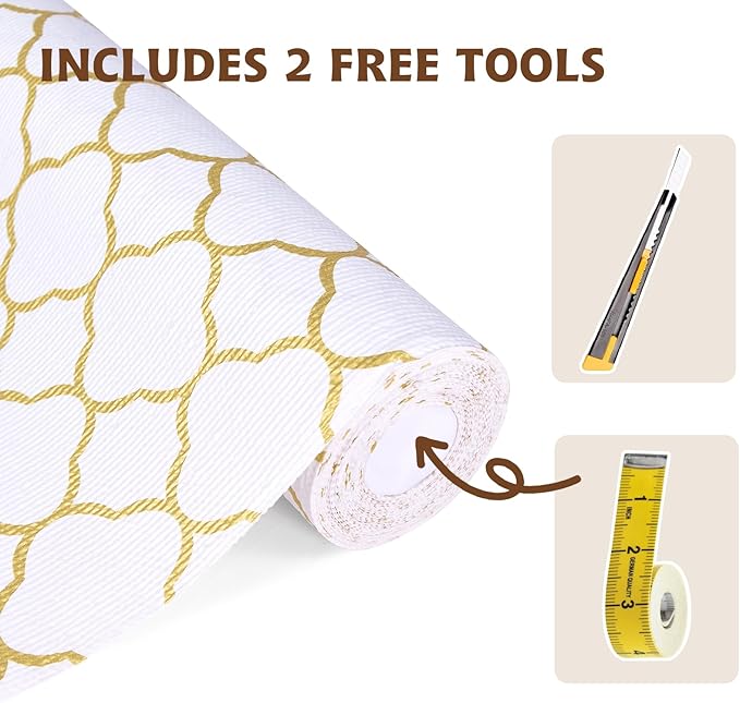 Shelf Liners for Kitchen Cabinets 17in x 20FT Non Adhesive Drawer Liner Gold - Image 4