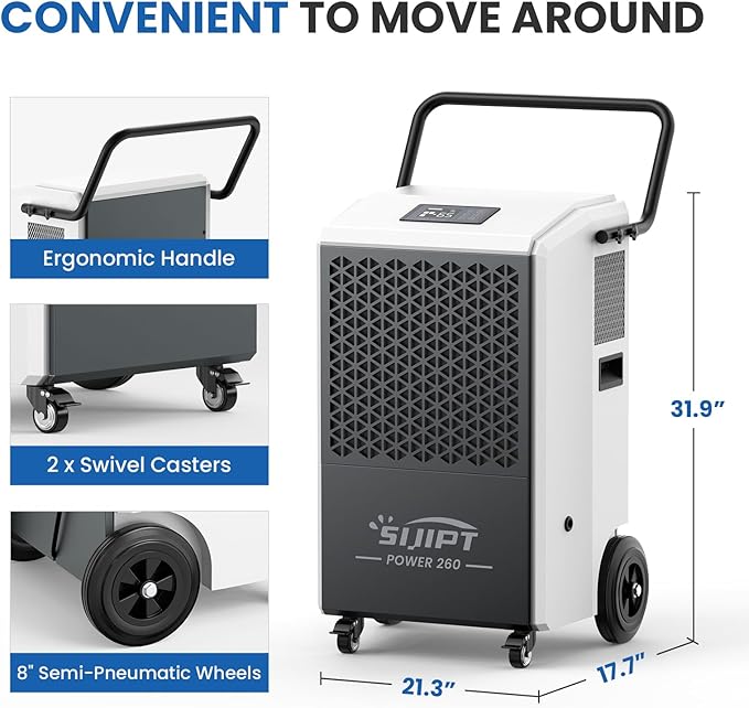 Commercial Dehumidifier with Pump, 260 Pints Industrial Dehumidifier - Image 5