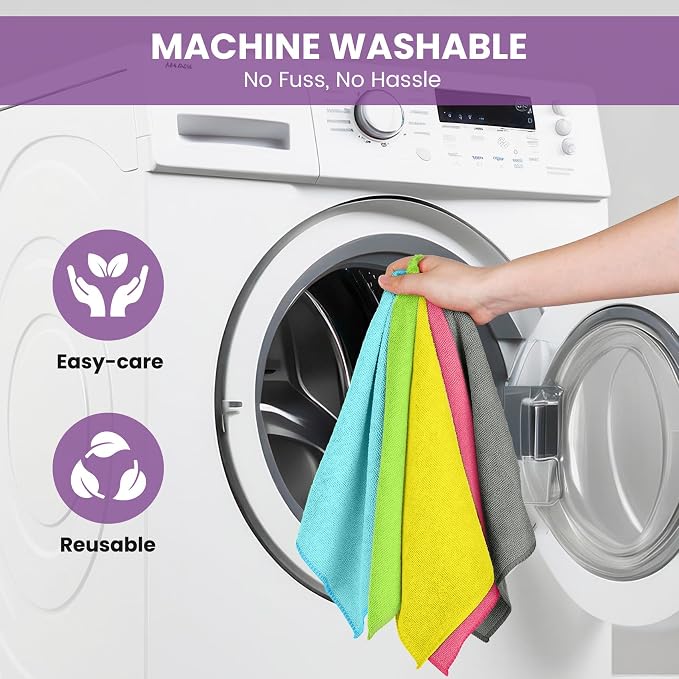 34 Pack Microfiber Cleaning Cloth, 11 Assorted Colors Cleaning Rags - Image 7