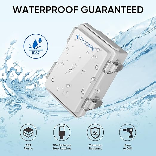 TICONN Outdoor Electrical Box Waterproof, Junction Box IP67 ABS Plastic - Image 2
