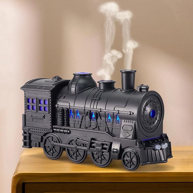 Humidifiers for Bedroom, Cool Quiet Steam Train Looking Mist Air Humidifier by GlueMii