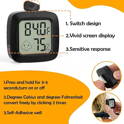 2 PCS Reptile Thermometer and Humidity Gauge - Image 5