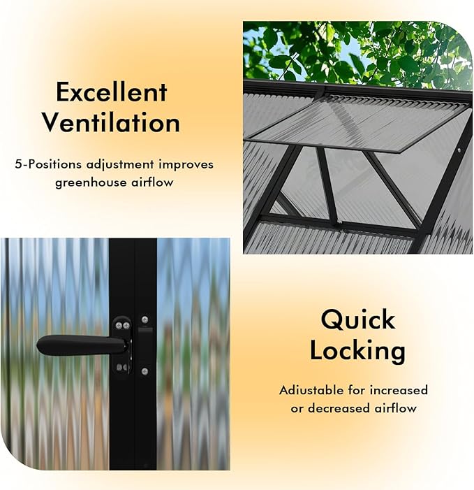 6×6FT Greenhouse for Outdoors, Walk-in Greenhouse and Winter Garden Planting - Image 5